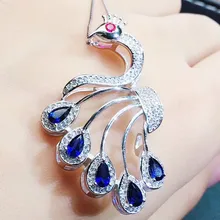 Натуральный сапфир или другой драгоценный камень Павлин Стиль Ожерелье Подвеска Серебро 925 пробы 0.35ct* 5 шт gemtone# J91083