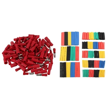

100 Pcs Insulated Female & Male Bullet Wire Connector Crimp Terminal with 328Pcs Car Electrical Cable Heat Shrink Tube