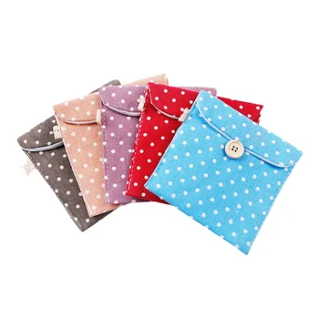 

100pcs Women Girls Cotton Linen Sanitary Napkin Bag Portable Sanitary Pad Storage Bag WB1857