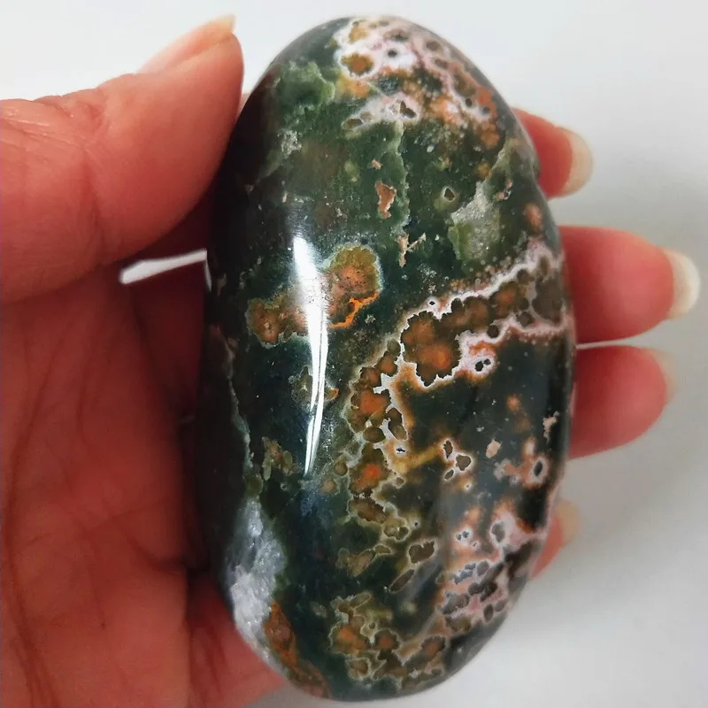 Koop Natuursteen Marine jasper palm healing crystals Decoratieve collectie stenen en kristallen