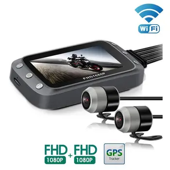 

WiFi Motorcycle DVR Dash Cam Waterproof Motorcycle Camera GPS Logger Recorder Box 1080P+1080P Full HD Front Rear View