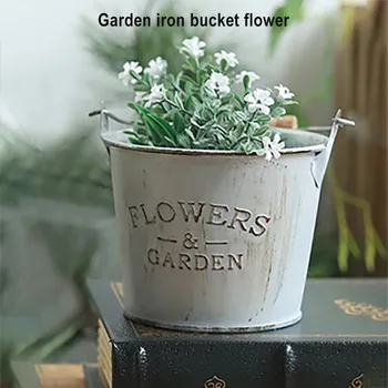 

Retro Flower Pot Hanging Balcony Garden Fence Plant Metal Iron Flower Pot Bucket Garden Plant flower growing hanging pot