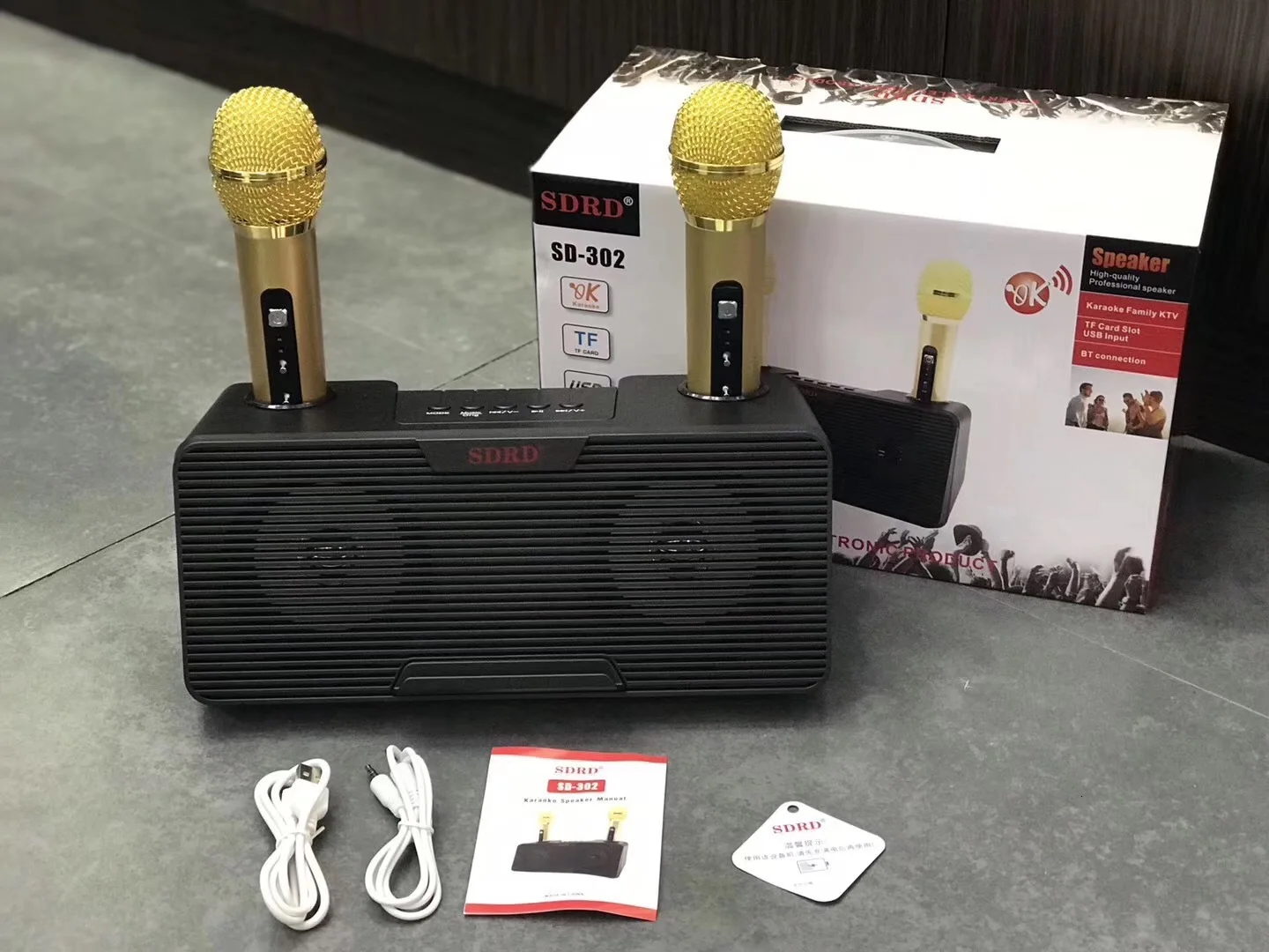 Sdrd302 беспроводной Bluetooth микрофон динамик микрофон бытовой Ktv открытый мобильный телефон Bluetooth аудио Cara Ok машина - Цвет: black