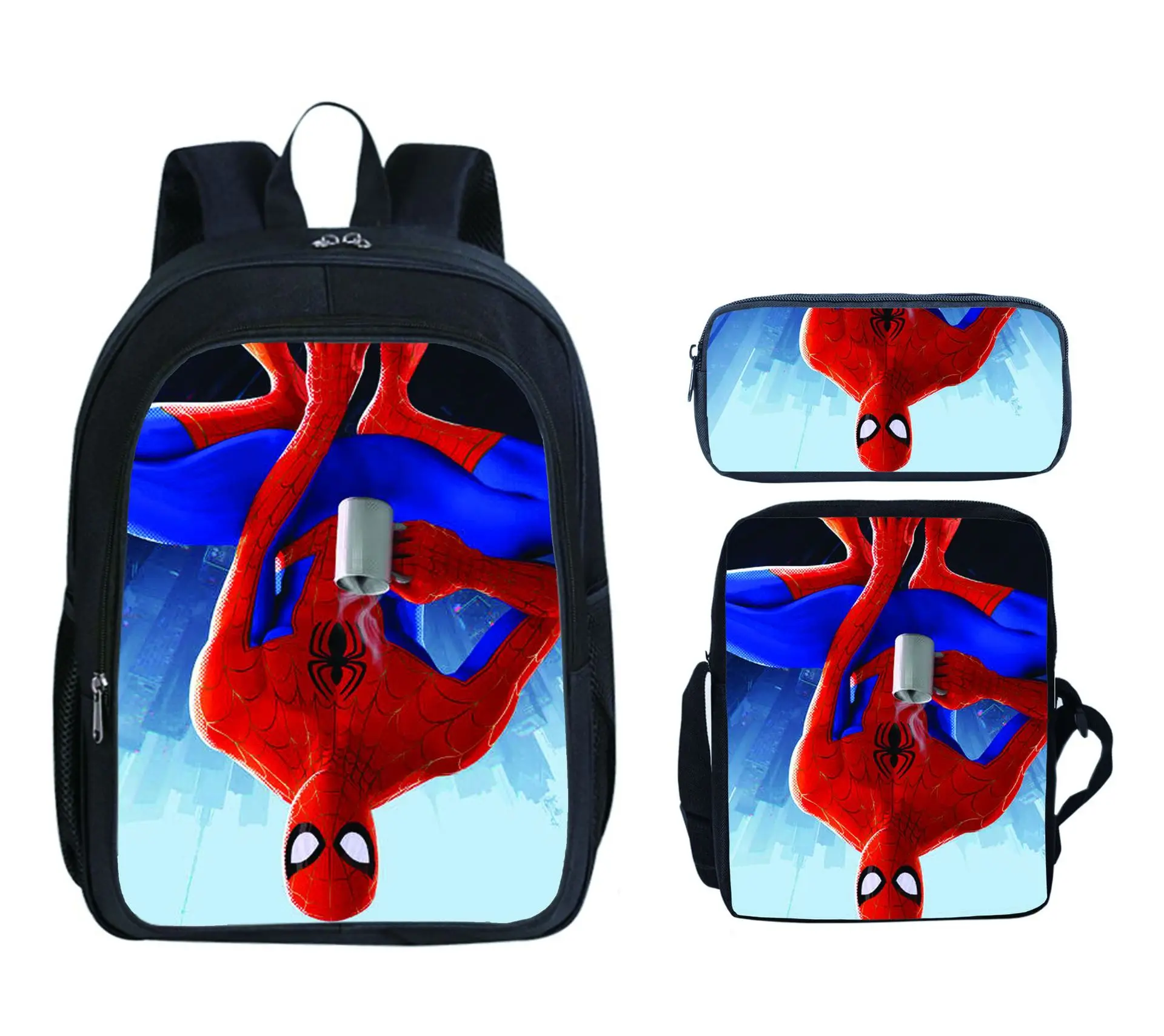 

Schoolbag Double Layer Backpack Spider-Man Satchel Bag Pencil Case Three Pieces Combination Travel Casual Backpack
