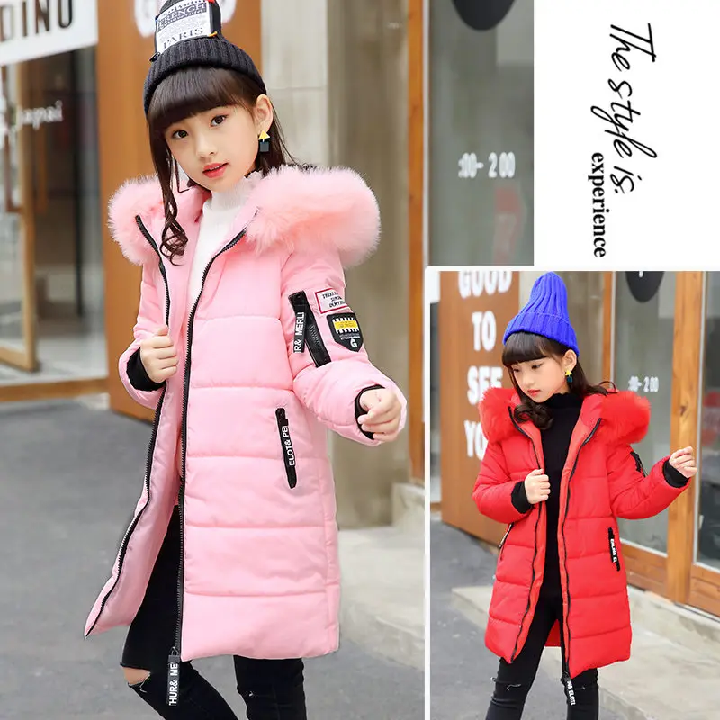 

Kids Fur Parkas Coat For Teenage Girls Warm Hooded Jacket Coat for Girls Fashion Outerwear Winter Clothes for Children 5-13 Year