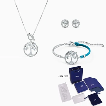 

Fashion SWA New SYMBOLIC TREE OF LIFE Set Charming Tree of Life Decorative Crystal White Gold Set Jewelry Women Romantic Gift
