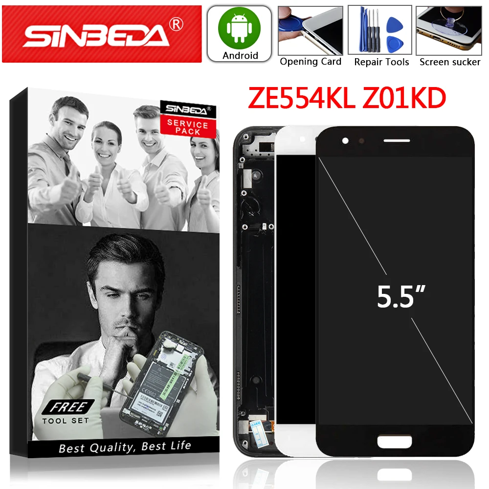 ЖК-дисплей 5 ''для ASUS Zenfone 4 ZE554KL Z01KD сенсорный экран с дигитайзером и рамкой для