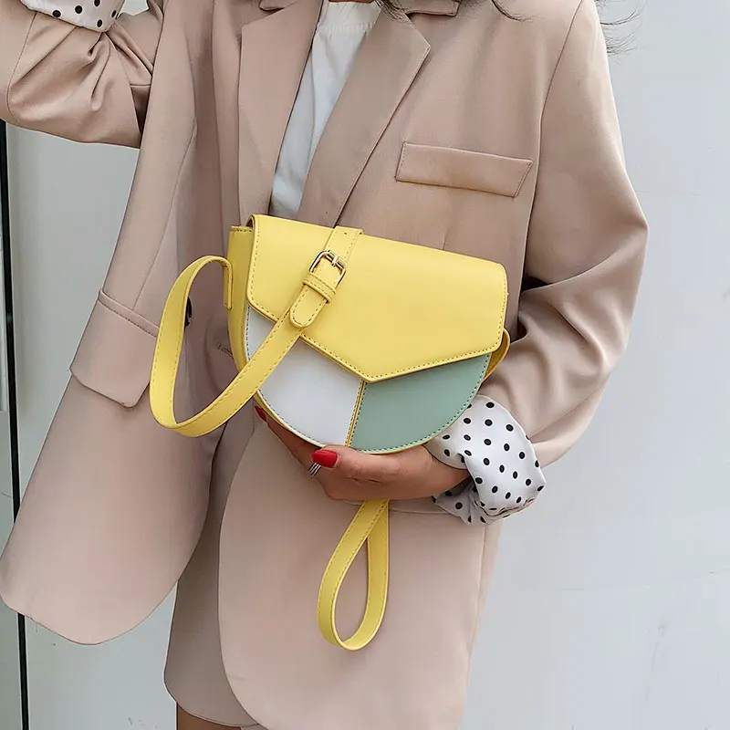 

Brand Crossbody Bags For Women 2019 Small Pu Leather Chic Saddle Bags New Designer Ladies Hit Color Shoulder Messenger Bag