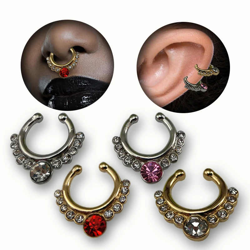 Поддельный пирсинг нос кольцо для трагуса септума пикантное украшение серьга