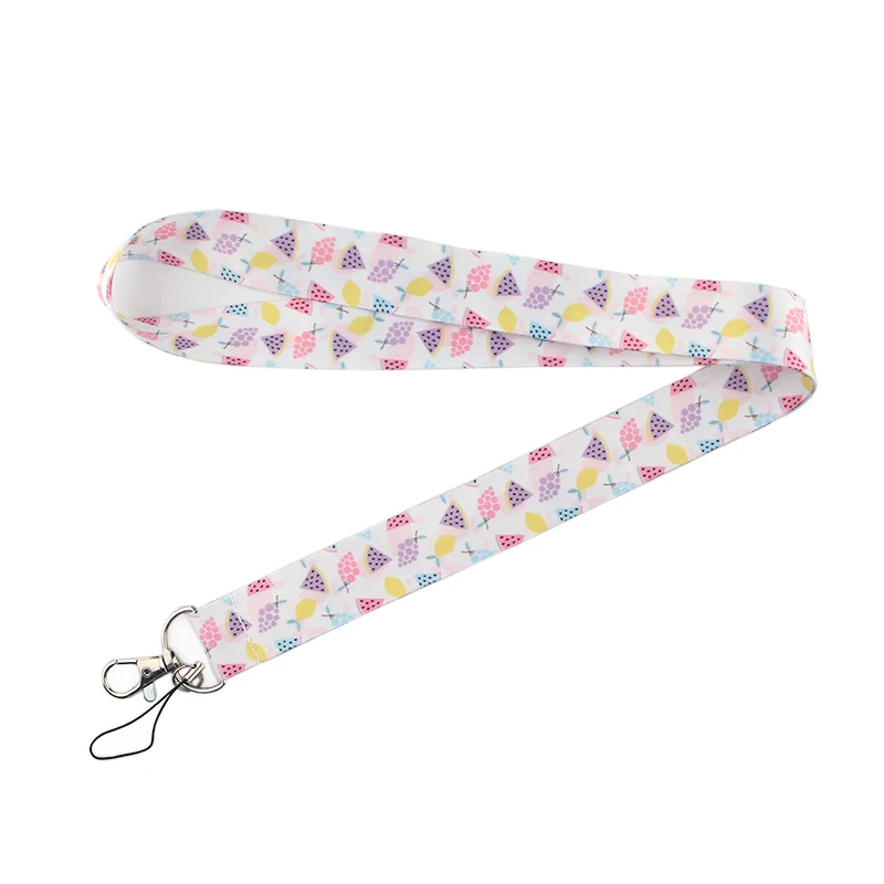 

Fruits pattern kawaii women lanyard for mobile phone keys in straps necklace card holders webbing ribbons keychain keyring E0709