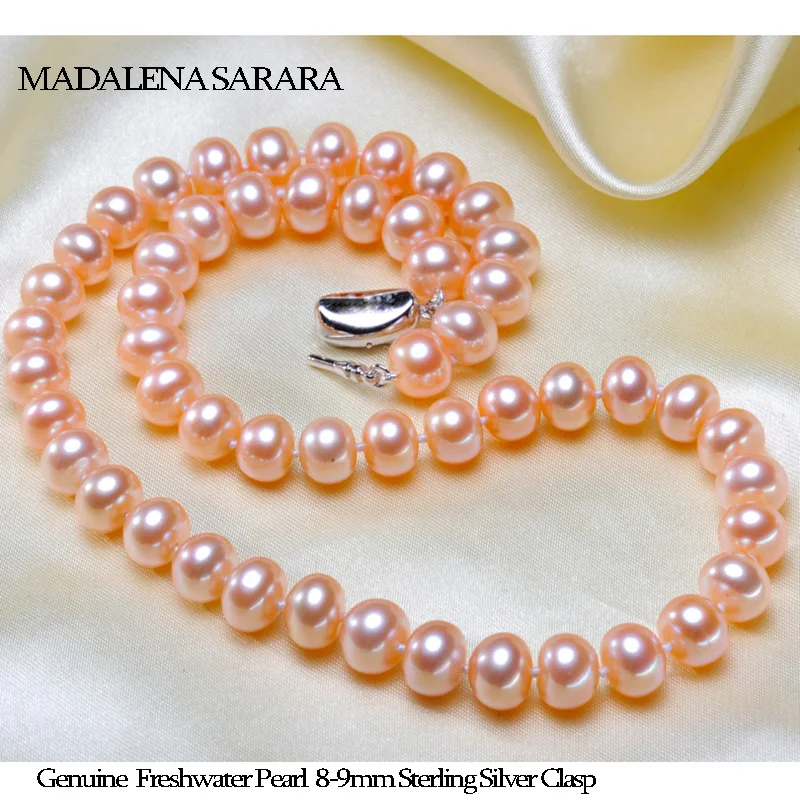 MADALENA SARARA 8-9 мм AA рядом круглый пресноводный жемчуг ожерелье браслет и серьги набор для ювелирных изделий подарок