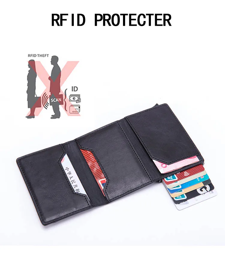 BISI GORO Магнитный закрывающийся кредитный держатель для карт, Смарт RFID блокирующий кошелек для карт, винтажная кожаная сумка для денег, кошельки для монет на молнии