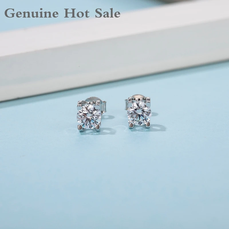 

Top Quality Moissanite Earrings 925 Sterling Silver 1ct D Round Cut Fashion Earrings Fine Jewelry For Women With Certificate
