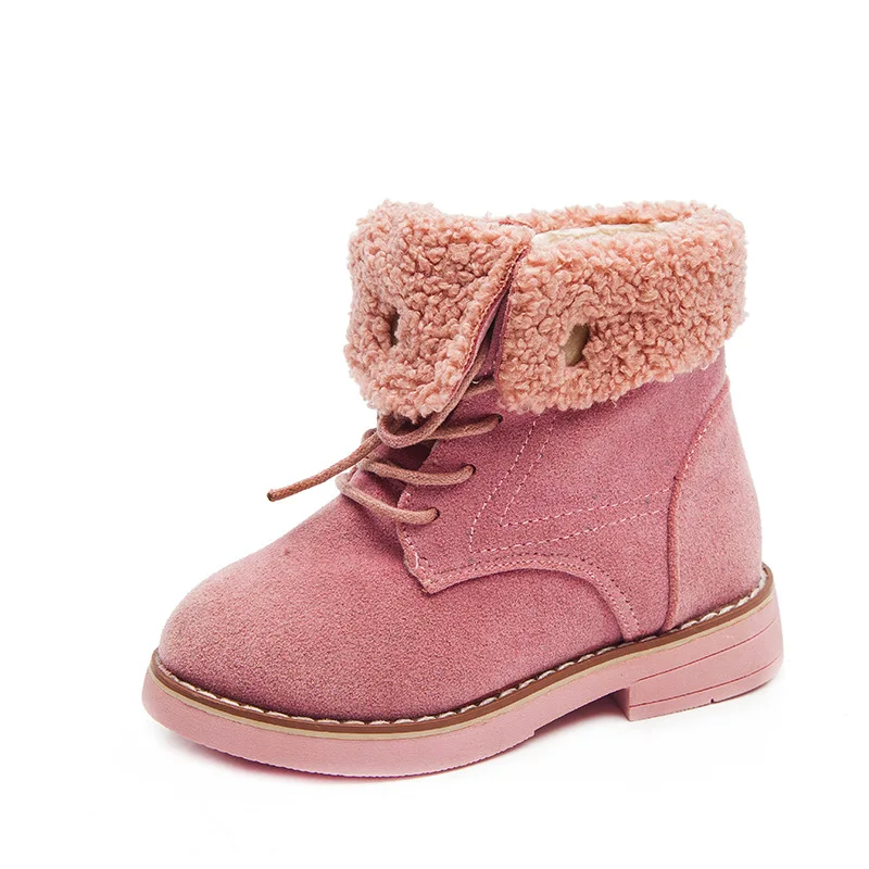 

New Winter Boots Children Warm Plush Girls Boots Elegant Fashion Revers Children Martin Boots Cute Kids Casual Shoes For Girls