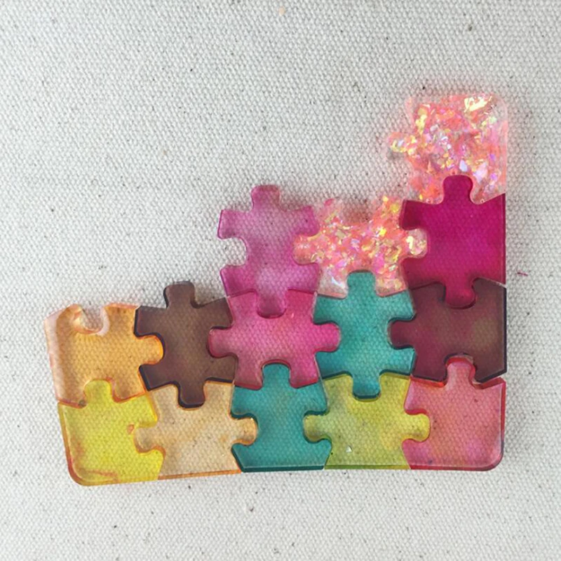 

4Pcs/set Silicone Puzzle Pendant Mold DIY UV Resin Keyring Mould Jewelry Making