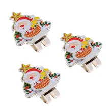 Premium 3 Pieces Santa Claus Magnetic Hat Clip Golf Ball Markers Golfer Christmas Gift Presents