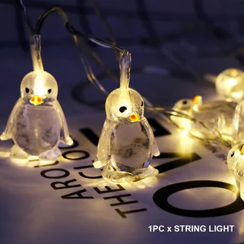 

10LEDS Fairy Living Room Home Decor Easy Install Festival String Light Battery Operated Penguin Shape Bedroom Window Wedding
