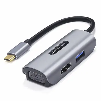 

USB 3.1 USB-C To HDMI 4K VGA USB Multiport Converter Adapter For Apple Macbook Three-in-one Hub Adapter
