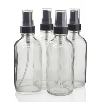 

4 X 4 Oz Clear Glass Spray Bottles w/ Fine Mist Sprayer Empty Refillable for Essential oils Homemade Cleaners Aromatherapy 120ml