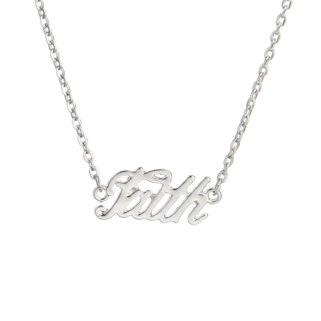 Written ''Courage/Love/Faith''  Suspended Word Pendant Clavicle Necklace Unisex Fancy Jewelry