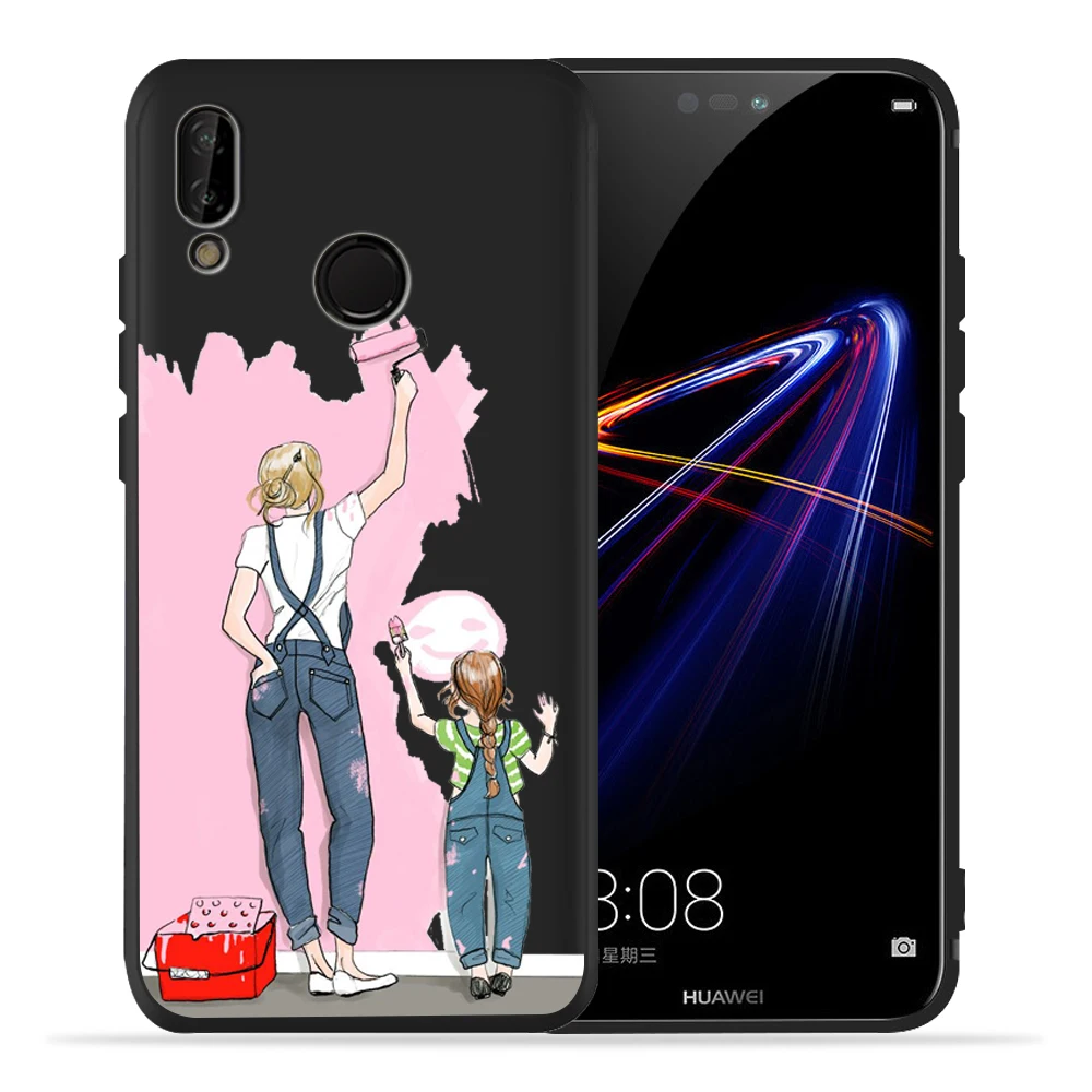 Модный черный чехол для телефона с надписью Super Mom и Baby Girl Huawei P40 Lite Honor 8 9 10 honor 9X 20 P