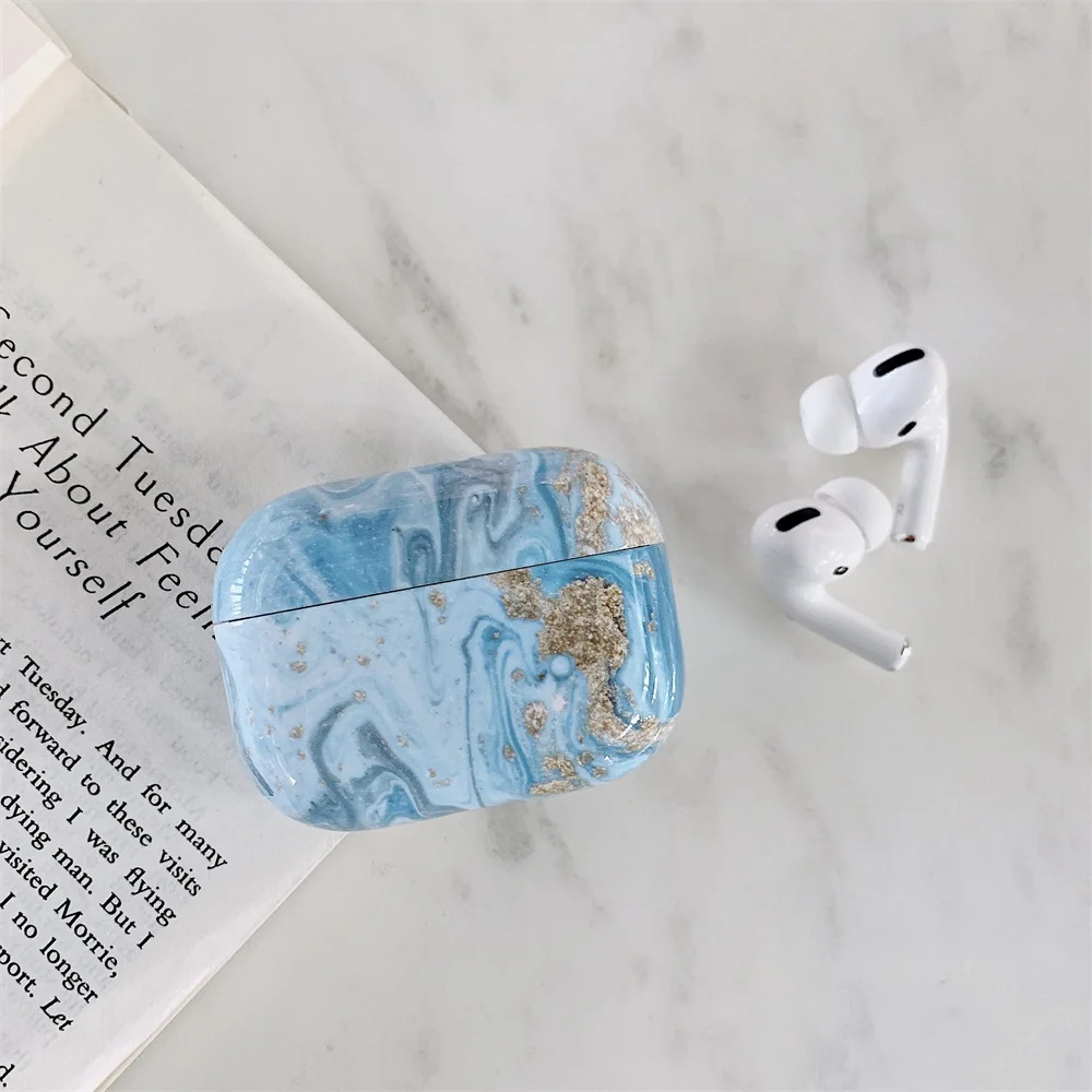 Роскошный градиентный мраморный чехол для наушников для Apple Airpods Pro чехол Smooth Airpod 3 чехол для зарядки защитный чехол для наушников - Цвет: blue marble