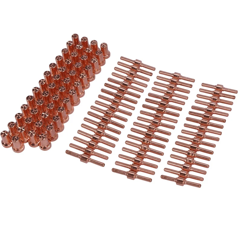 100Pcs Red Copper Extended Long Plasma Cutter Tip Electrodes Nozzles Kit  Consumable For Pt31 Lg40 40A Cutting Welder Torch