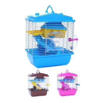 

Pet Cage Hamster Cottage with Transparent Skylight Double Layer House for Hamster Golden Hamster Pet Blue