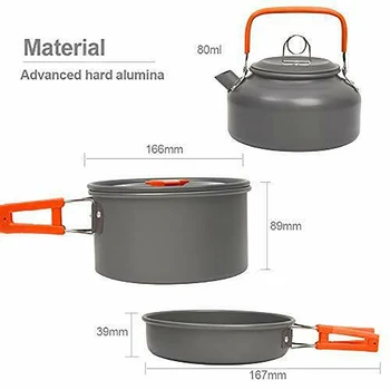 

Kit Cookware Aluminum Pot Frying Pan Cooking For 2-3 People Scoop Cups