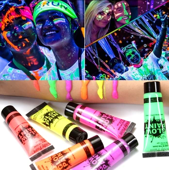 

Body Art Paint Neon Fluorescent Party Festival Halloween Cosplay Makeup Kids Face Paint UV Glow Painting CFA037