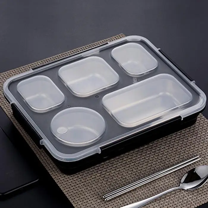 Нержавеющая Сталь Bento Box съемные Ланч-боксы разделенные сетки обеденная тарелка контейнер для хранения еды для пикника на открытом воздухе офиса