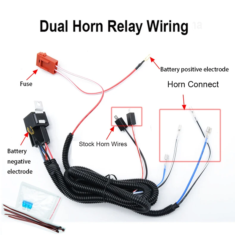 410/510Hz For Car Motorcycle Truck Van Dual Pitch Universal Snail Horn With Relay Wiring Harness 12V 110-125db Loud Waterproof