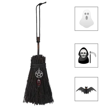 

1pc Witch Broom Pendant Halloween Broom Pendant Broom Ornament Witch Broom Decor