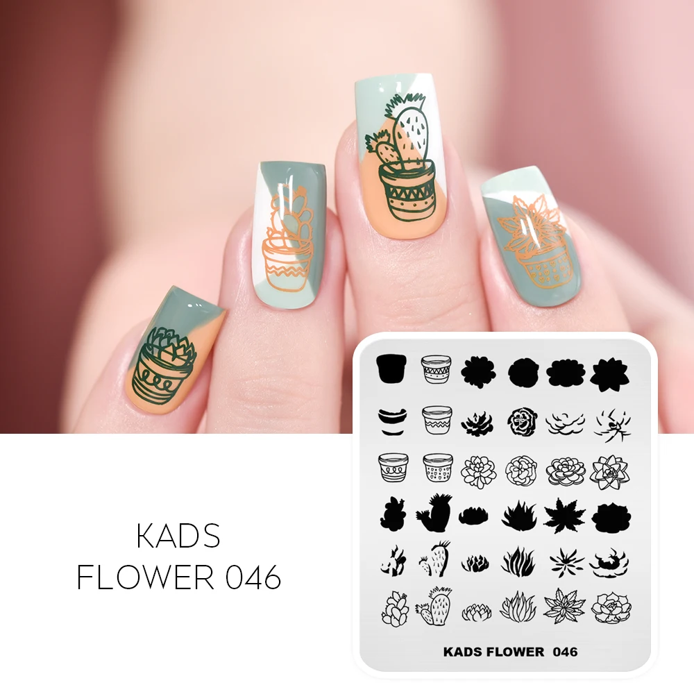 KADS Flower 046 Nail Art Stamp Stamping Template Succulent Plants Pattern  Stainless Steel Nail Manicure Stencil Tool Nail Plate|Nail Art Templates| -  AliExpress