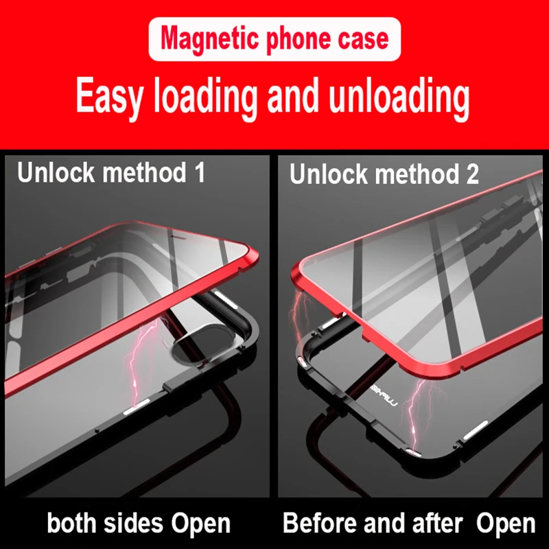 Двойной чехол-книжка из закаленного стекла 360 на магните для iPhone 11 Pro Max, чехол с магнитной адсорбцией для iPhone XR XS MAX 8 Plus 7 Plus