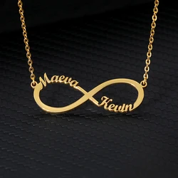 Custom Infinity Two Names Necklaces For Women Men Stainless Steel Customized Necklace Pendant Personalized Jewelry Birthday Gift