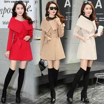 

Windbreaker women's middle and long Korean version spring 2020 new autumn dress is elegant and elegant, covering the belly and
