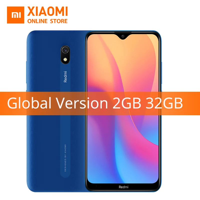 Blue Глобальная версия Xiaomi Redmi 8A 8 A 2 ГБ 32 ГБ смартфон 6,2" Восьмиядерный Snapdargon 439 мобильный телефон 5000 мАч 12 Мп+ 8 Мп камера AI - Цвет: Blue