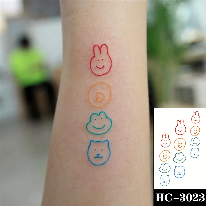 

Temporary Tattoo Stickers Cute Cartoon Animal Text Pattern Design Fake Tattoos Waterproof Tatoos Arm Small Size for Women Girl