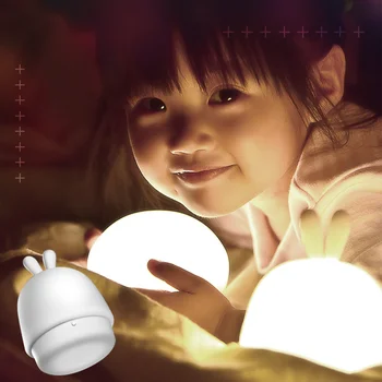 

Bedside LED Silicone Night Light Cute Rabbit Timing Bedroom Luminous Eye Protection Desk Lamp Pat Light USB Charging