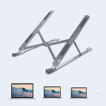 

Portable Adjustable Desktop Laptop Stand Folding Notebook Support Lifting Cooling Stand With Non-Slip Pad Aluminum Alloy