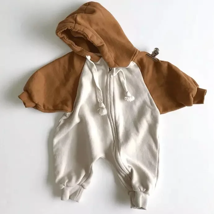 brown Новые осенне-зимние комбинезоны для новорожденных в Корейском стиле; комбинезоны с длинными рукавами для новорожденных мальчиков; толстовки - Цвет: brown