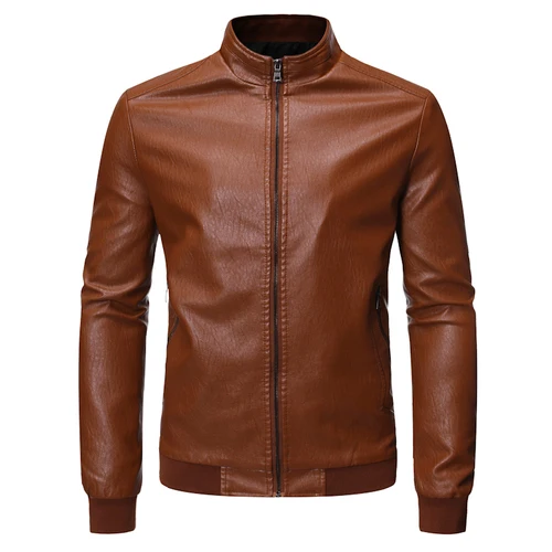 Мужские кожаные куртки новые осенние и зимние импортные товары мужской кожаный плащ мотоциклетное Мужское пальто - Цвет: Хаки