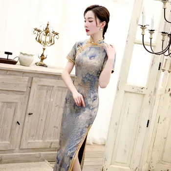 

Mandarin Collar Women Chinese Dress Chinese Traditional Cheongsam Classic Print Flower Qipao Exquisite Sexy Hight Split Vestidos