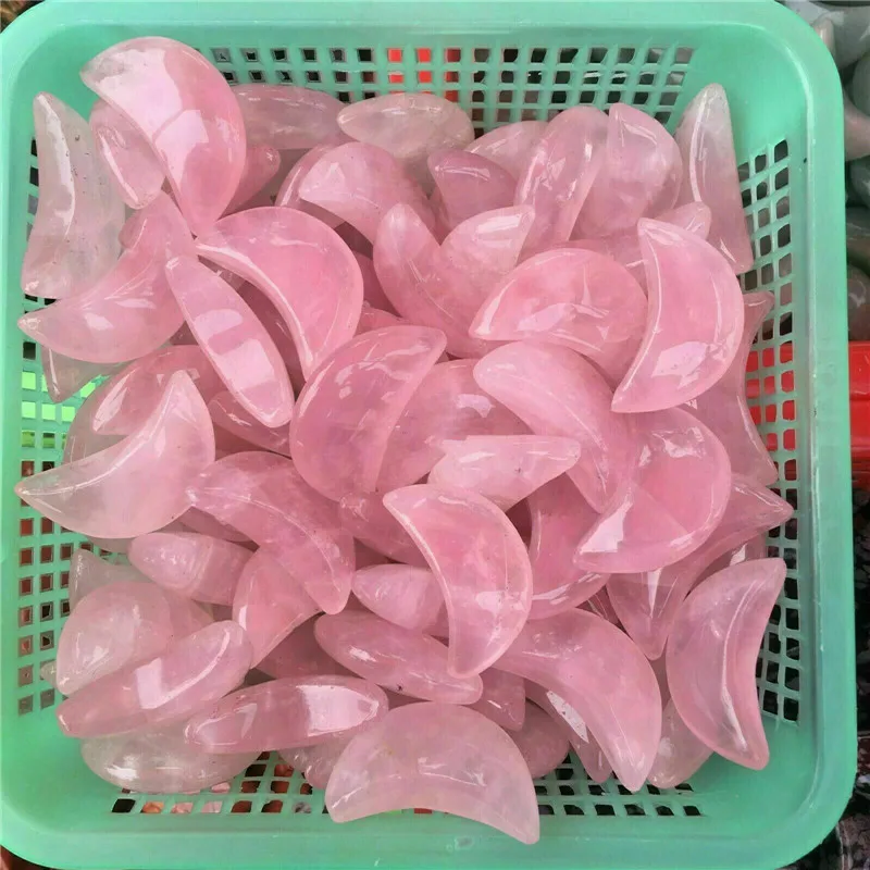 20PCS CARVING MOONS !! Wholesale Natural Pink / Rose Quartz Crystal Healing 