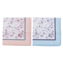 2 шт., хлопок, розовые, синие носовые платки, свадебные носовые платки для женщин, цветочные карманные квадратные носовые платки