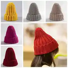 Детская шапка в Корейском стиле; сезон осень-зима; шапка с острым носком для маленьких мальчиков и девочек; однотонная вязаная теплая Шапка-бини