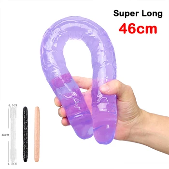 46cm Soft Jelly Dildo Double Long Realistic Dildos Cock Lesbian Vaginal Anal Plug Flexible Fake Penis For Women Dildos Sex Toys 3