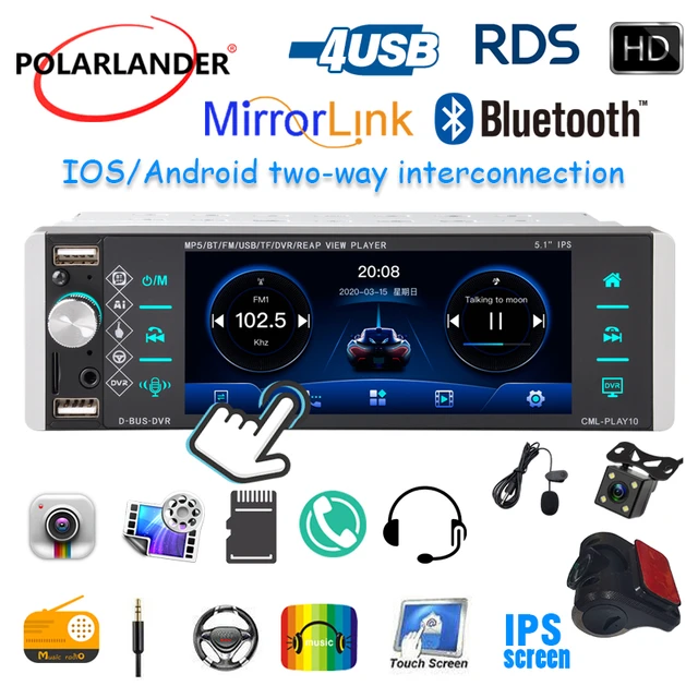 Radio estéreo para coche táctil FM/RDS DUL USB MP5 de 4,1 pulgadas