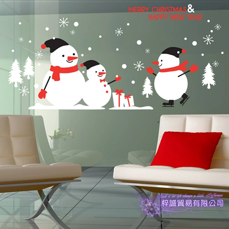 DCTAL Large Christmas Sticker X mas Decal Posters Vinyl Wall Decals Decor Mural Glass Shop Window Home Decoration